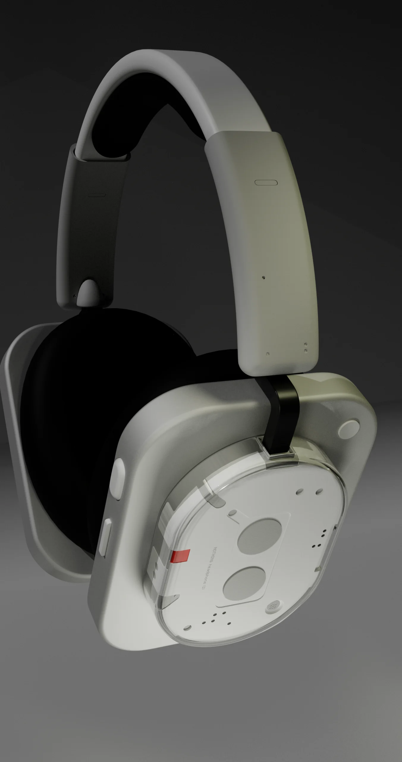 Render 3D di cuffie wireless Nothing, vista laterale
